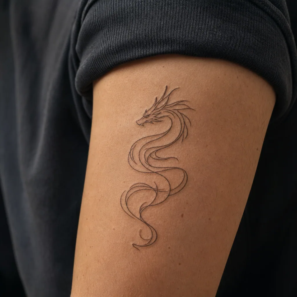 Dragon single-line minimaliste