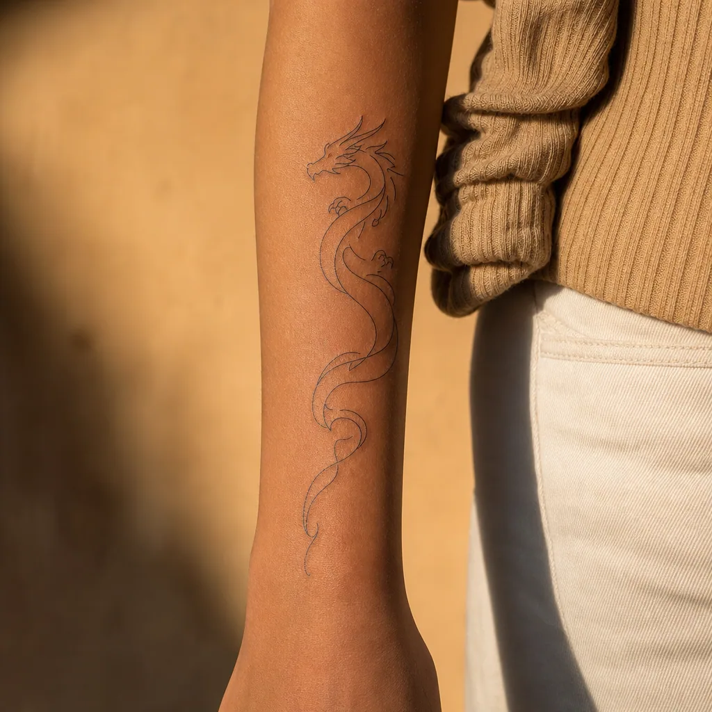 Dragon single-line minimaliste