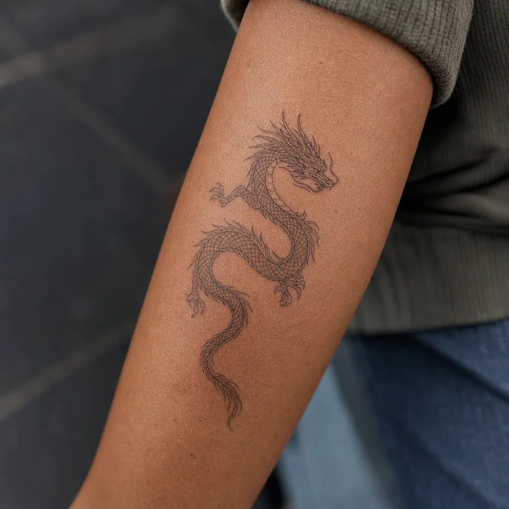 Dragon fine line oriental