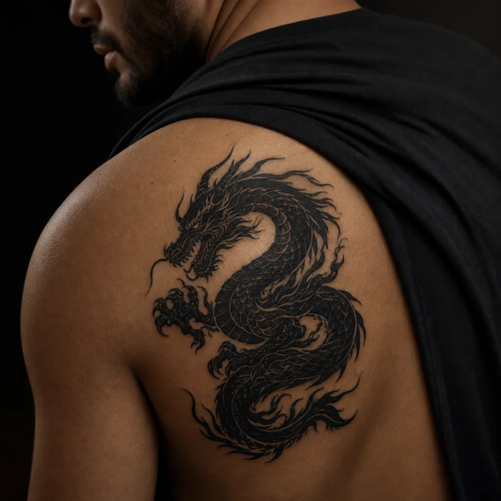 Dragon blackwork sombre