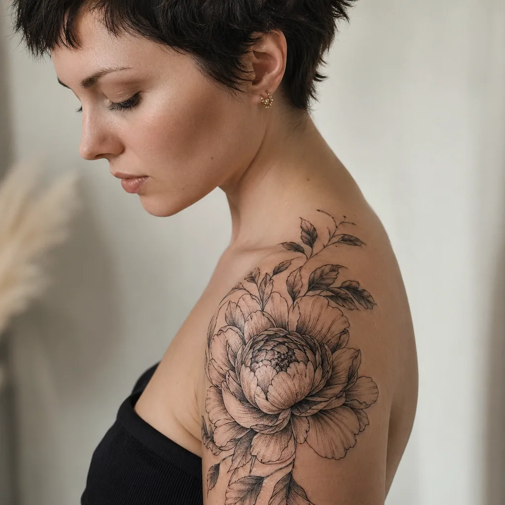 Pivoine florale detaillee