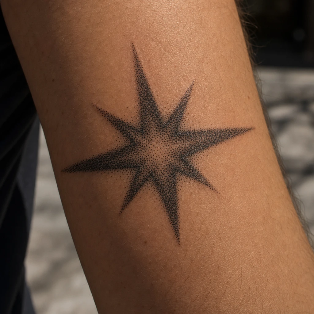 Tattoo étoile auf echter Haut