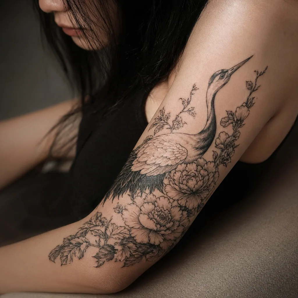 Crane fleuri