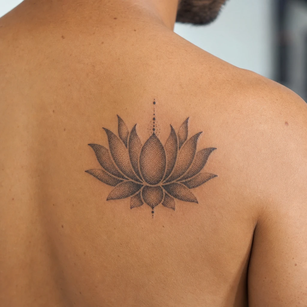 Tattoo fleur de lotus auf echter Haut