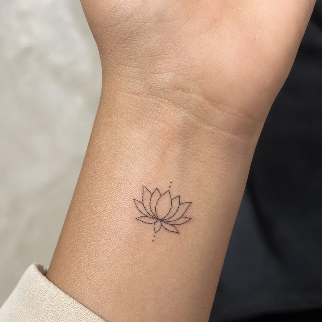 Tattoo fleur de lotus auf echter Haut
