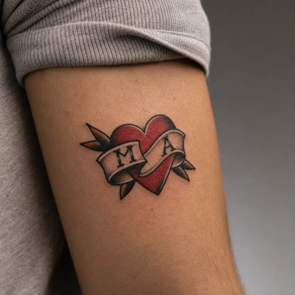 Initiales old school heart