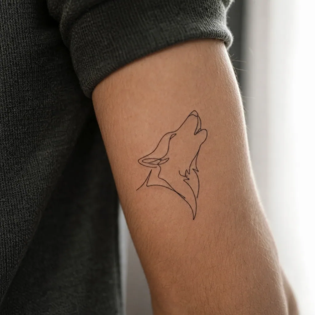 Loup single-line minimaliste