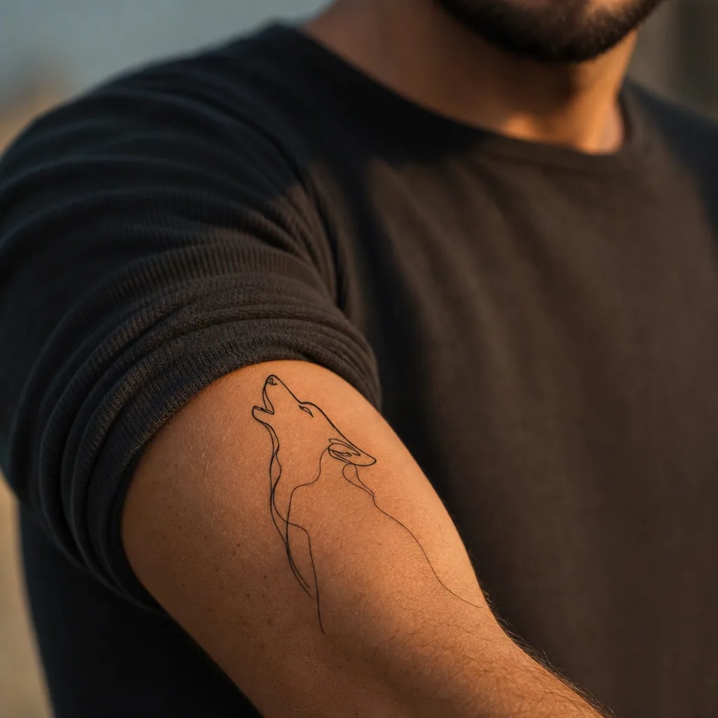 Loup single-line minimaliste