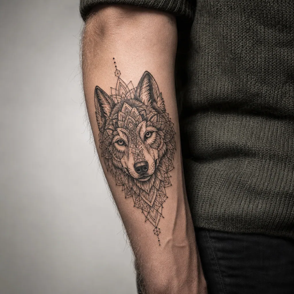 Mandala loup ornemental