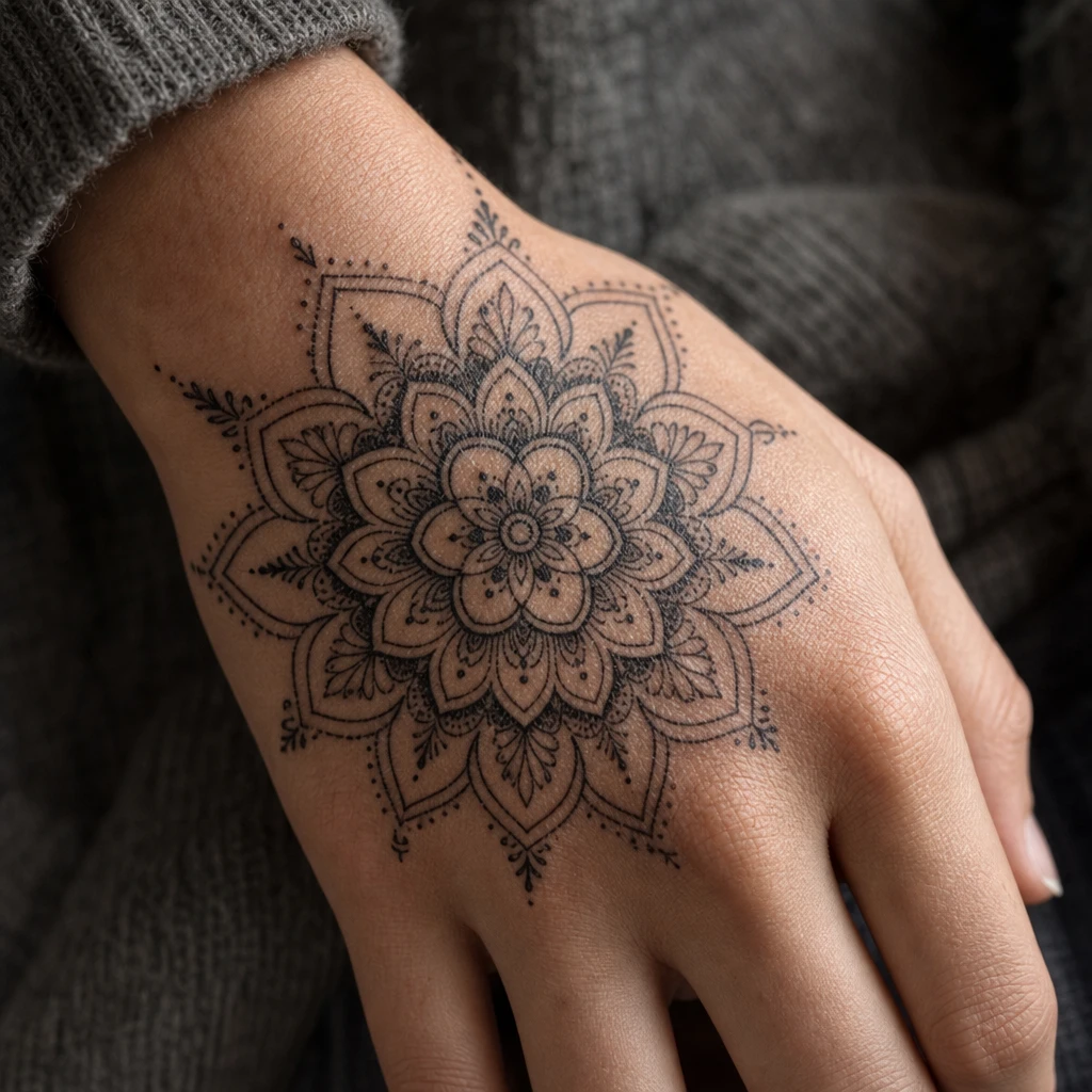 Mandala dos de la main