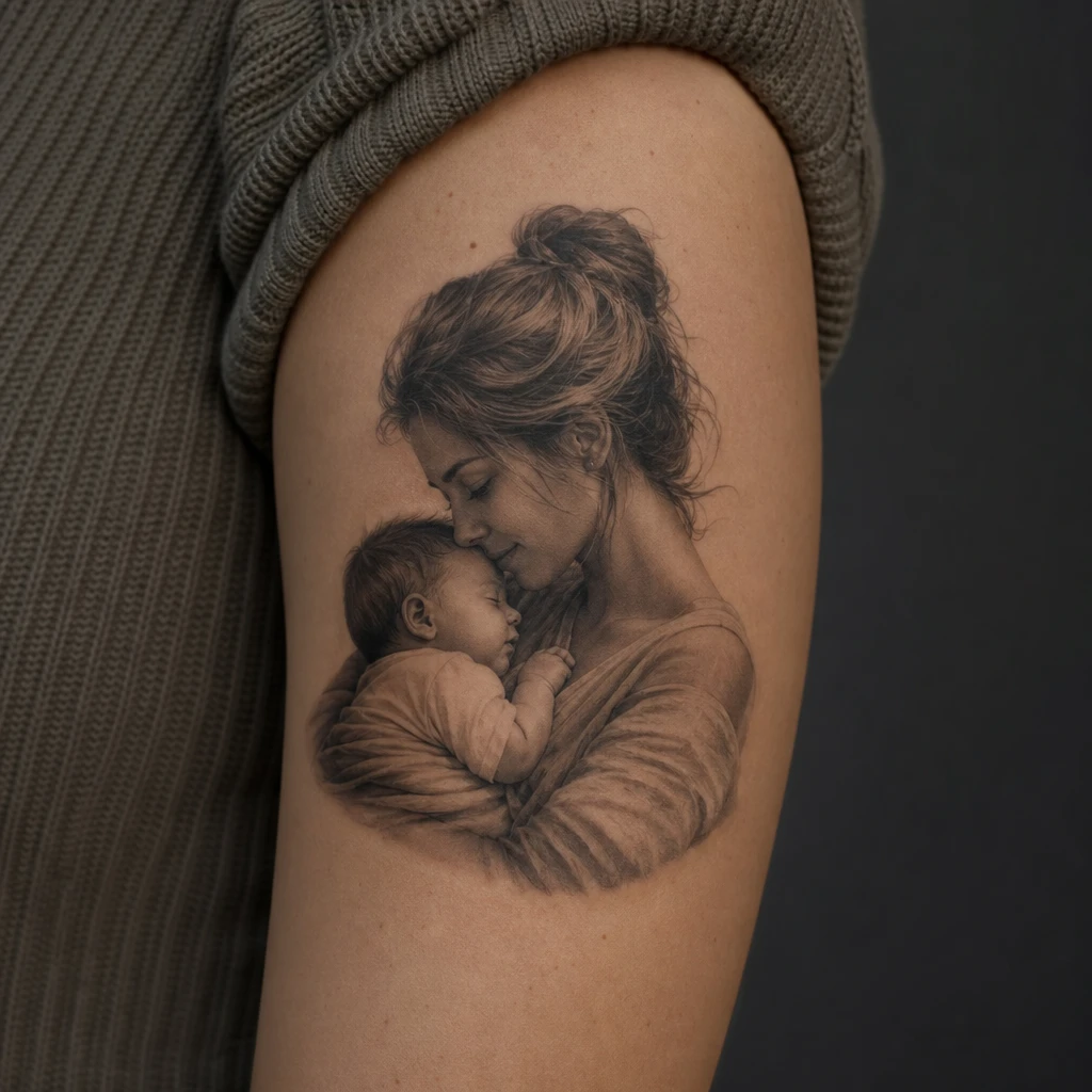 Mains realistes mere enfant