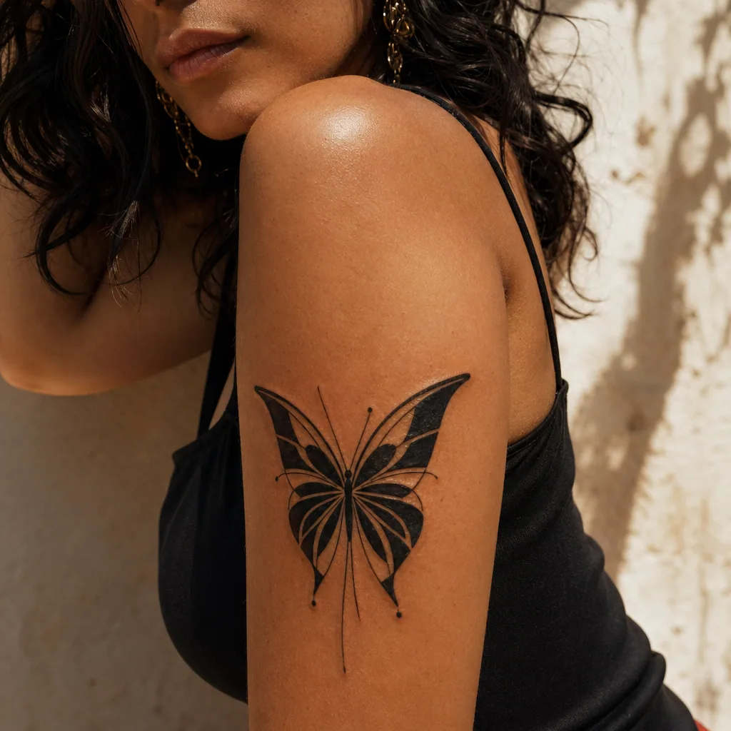 Papillon blackwork ailes graphiques