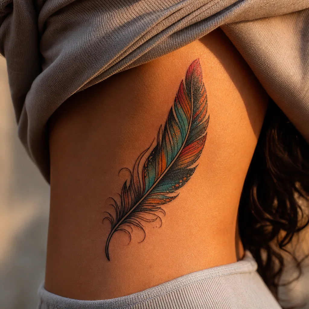 Plume neo-traditionnel coloree